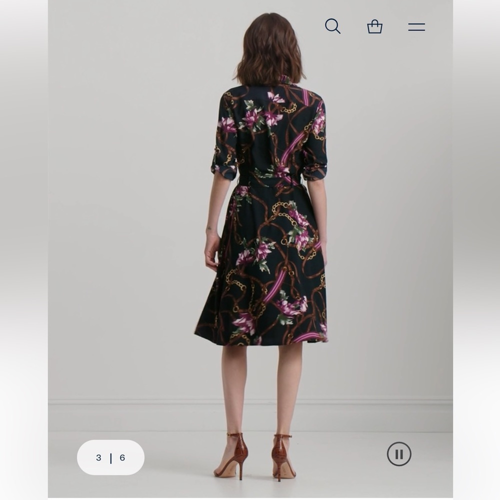 NWT Lauren Ralph Lauren Print Crepe Shirt Dress - Picture 3 of 10